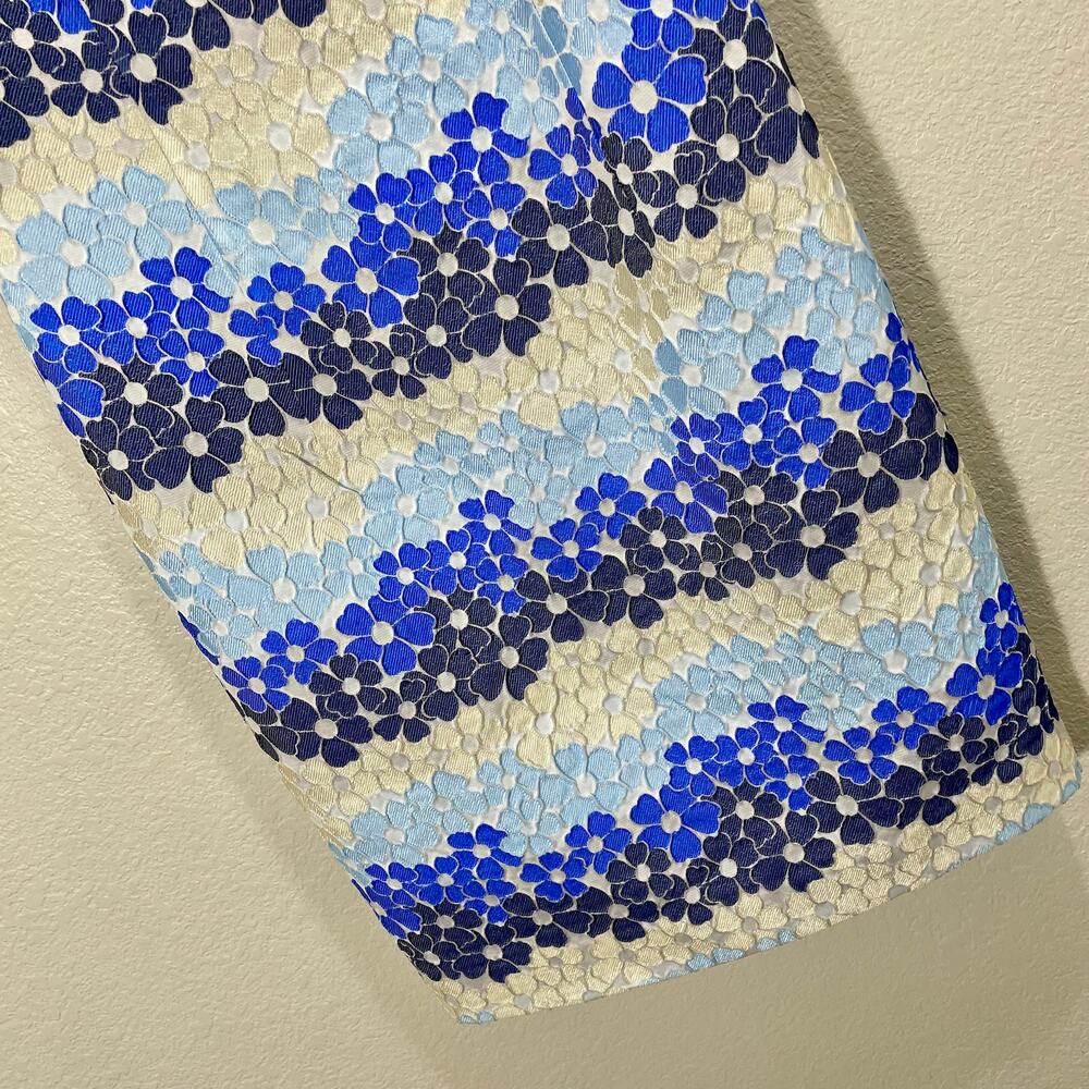 Sara Campbell Sleeveless Sheath Dress Blue Floral Textured Size 8 Boutique Y2K - Picture 5 of 12